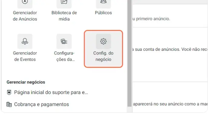 Passo 4: Config. do negócio